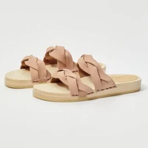 No. 6 - braided leather  Slide Sandals in Natural Nude - Women